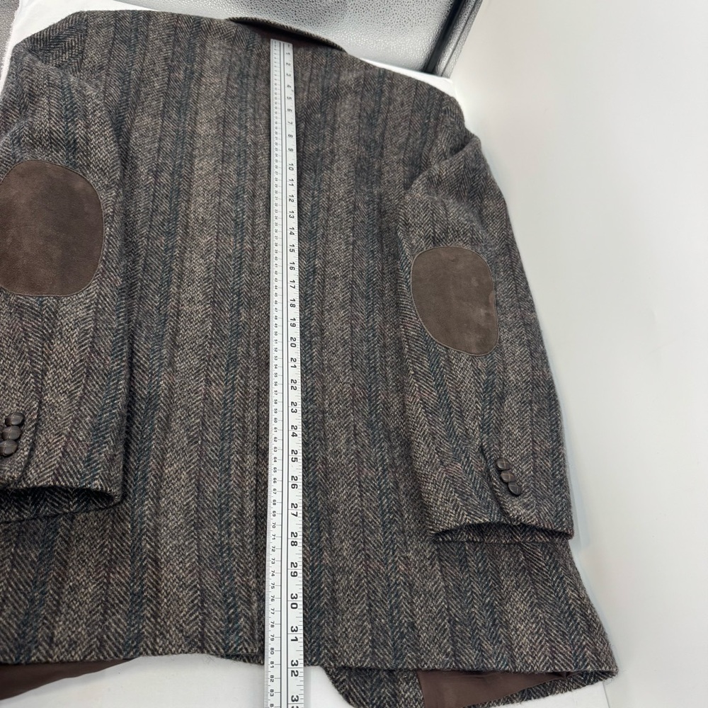 Vintage Haggar Tweed Sports Coat Jacket Brown Elbow Patches Mens 44L USA - Picture 8 of 11